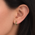 Emerald Stone Huggie Earrings