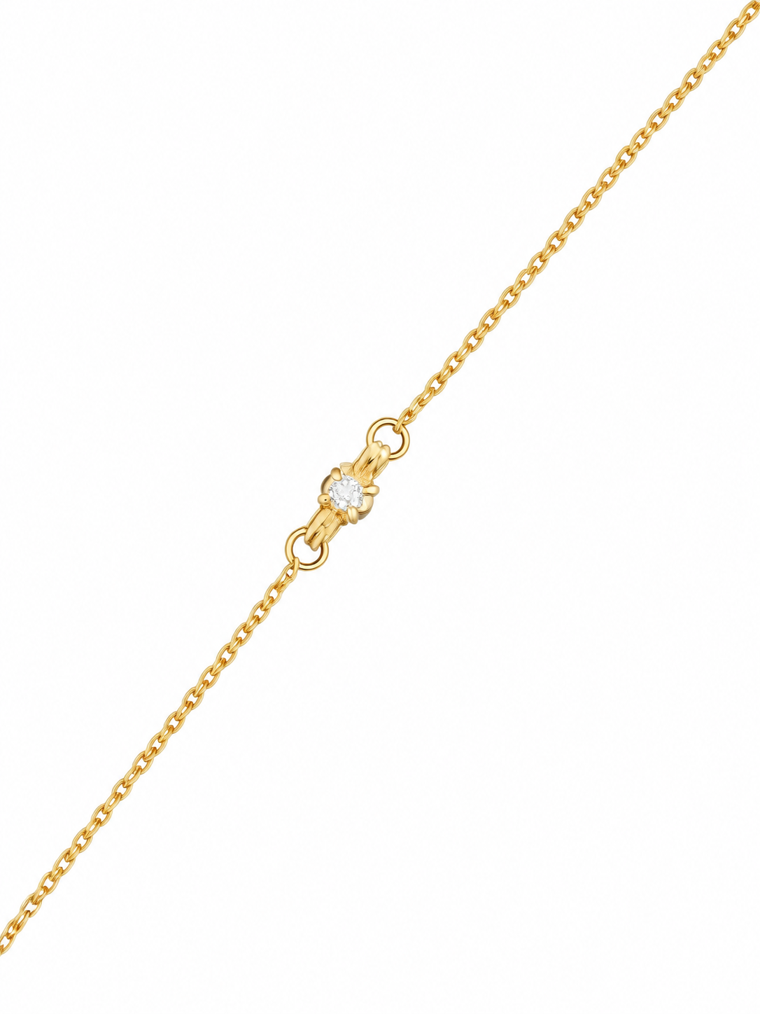 Yellow Gold Dumbbell Station Solitaire Bracelet