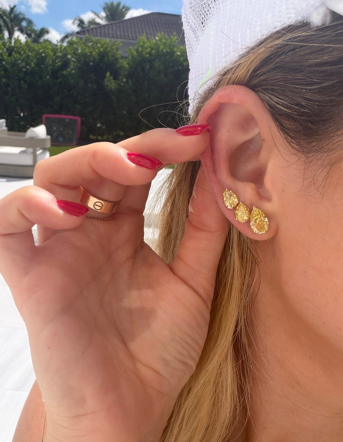 4 CT Total Yellow Lab Diamond Pear Studs