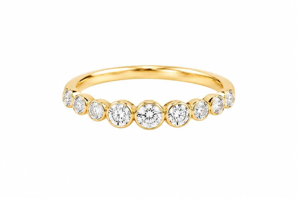 Bubble Diamond Pinky Band Ring in 14K yellow gold
