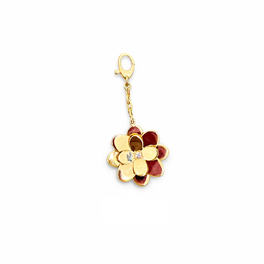 Golden Blossom Enamel Flower Charm