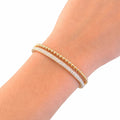 Gold Bead & Pave Diamond Bangle Set