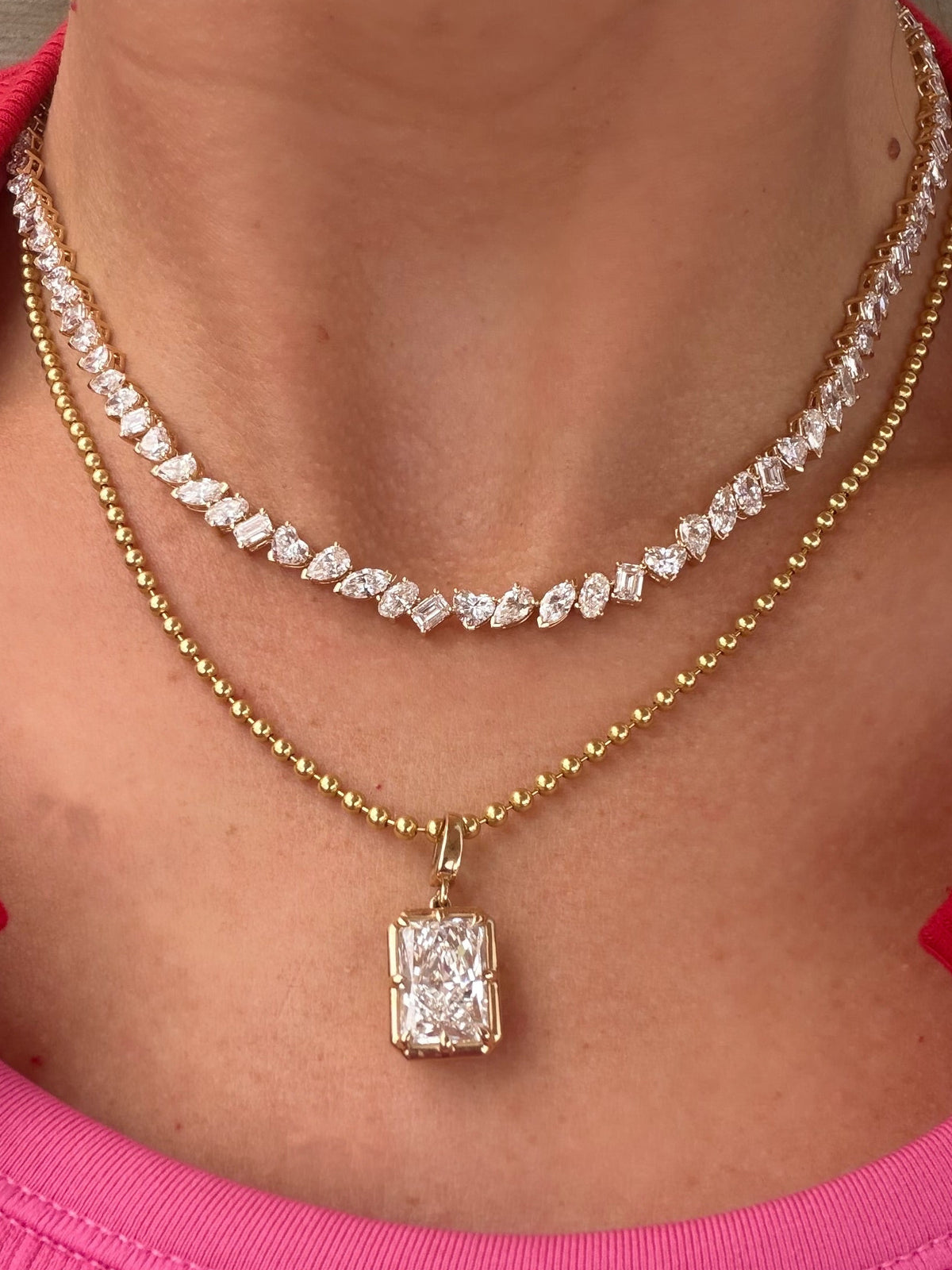20 CT Fancy Shape Lab Tennis Necklace