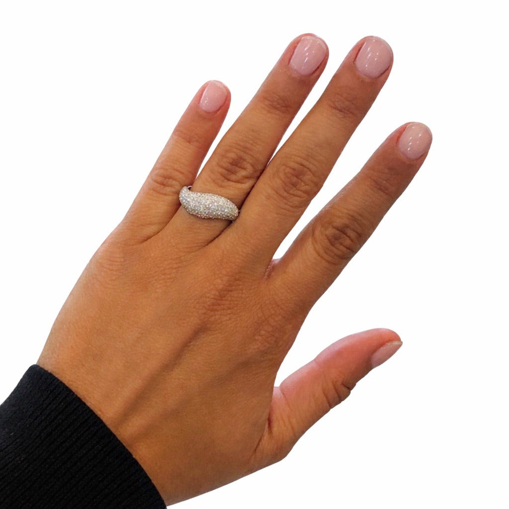 White Gold Pavé Diamond Dome Ring