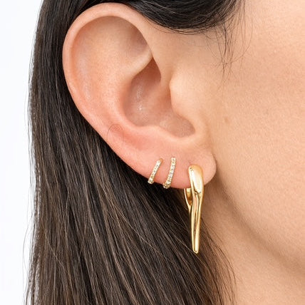 Yellow Gold Elongated Spike Drop Earrings