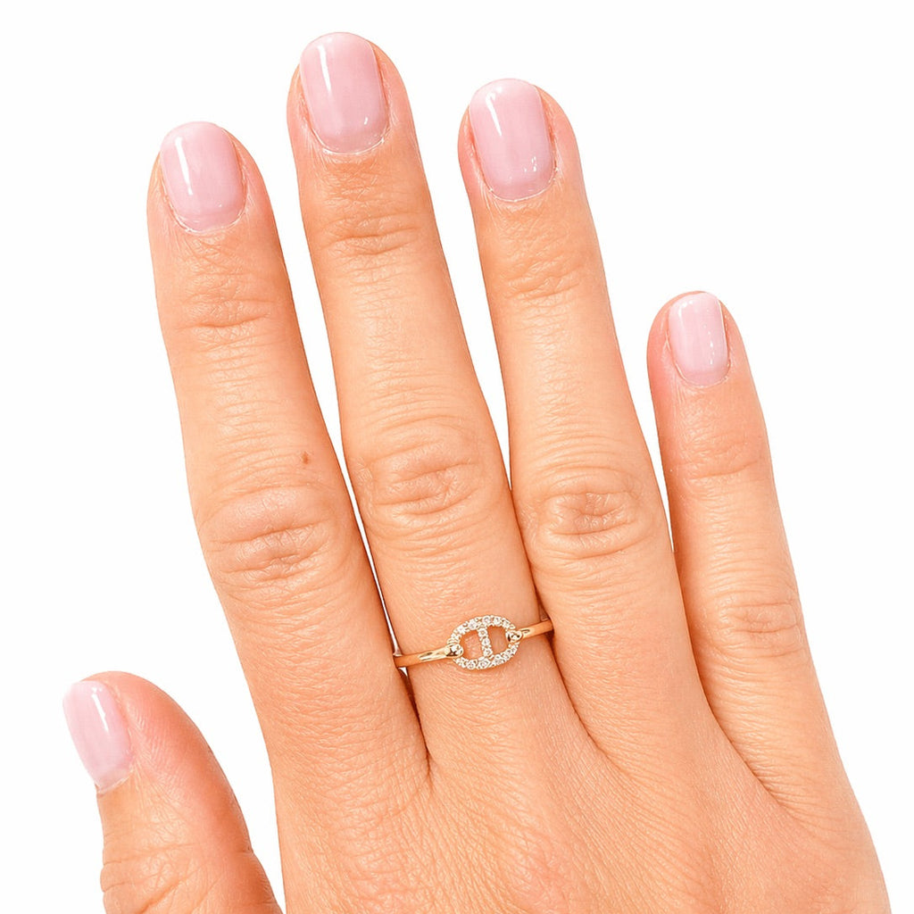Pavé Diamond Anchor Motif Ring