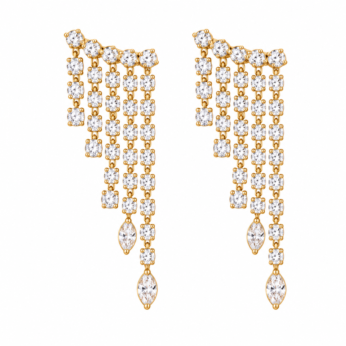 Yellow Gold Cascade Drop Earrings in 18K yellow gold