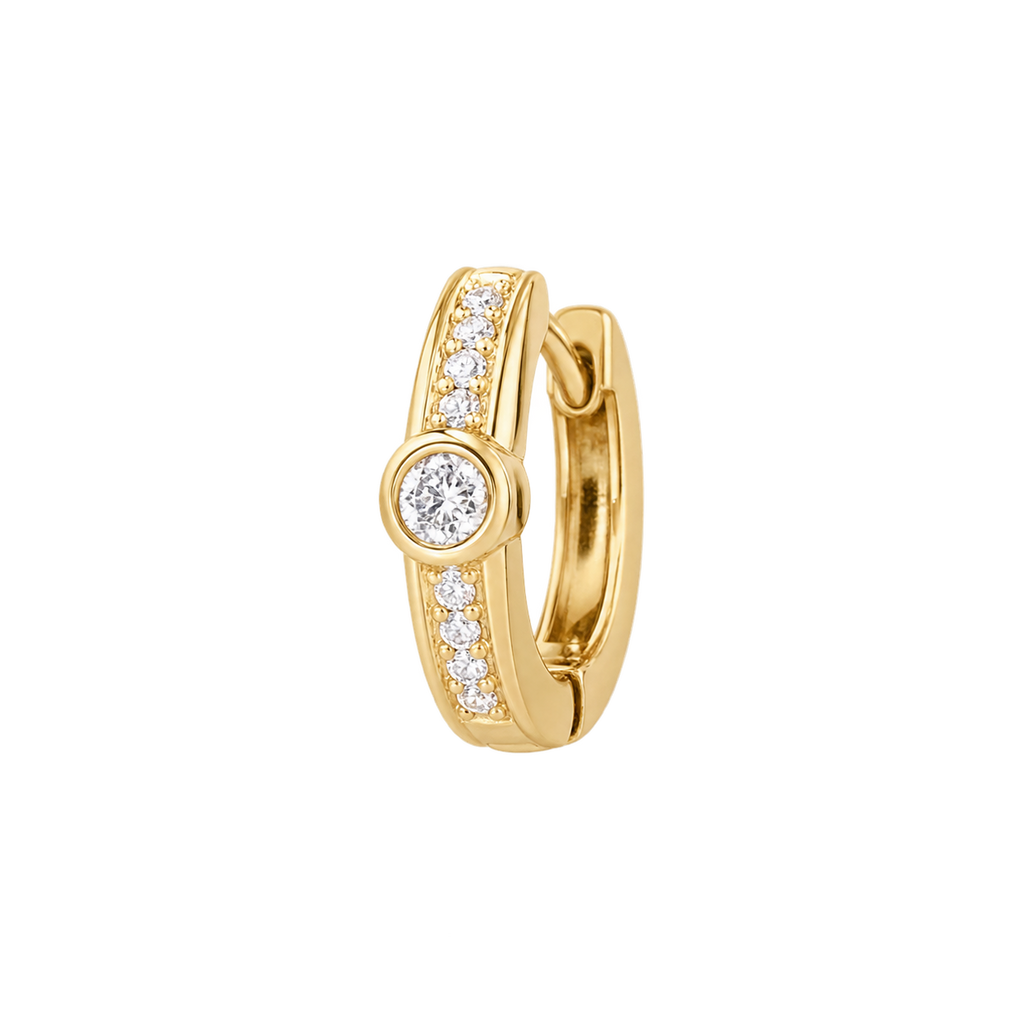 Yellow Gold Bezel-Set Diamond Huggie Earrings
