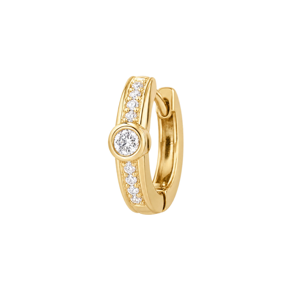 Yellow Gold Bezel-Set Diamond Huggie Earrings