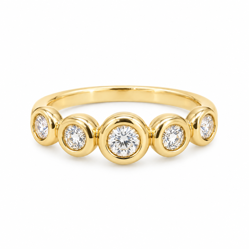 Yellow Gold Triple Bezel-Set Diamond Band Ring
