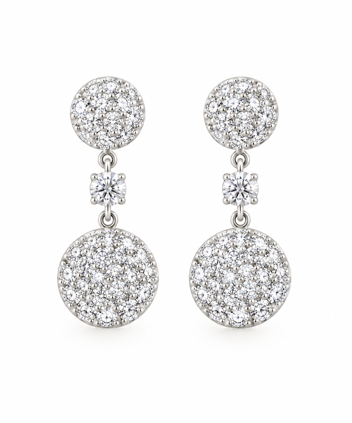 Double Pave Lab Grown Disc Drop Earrings