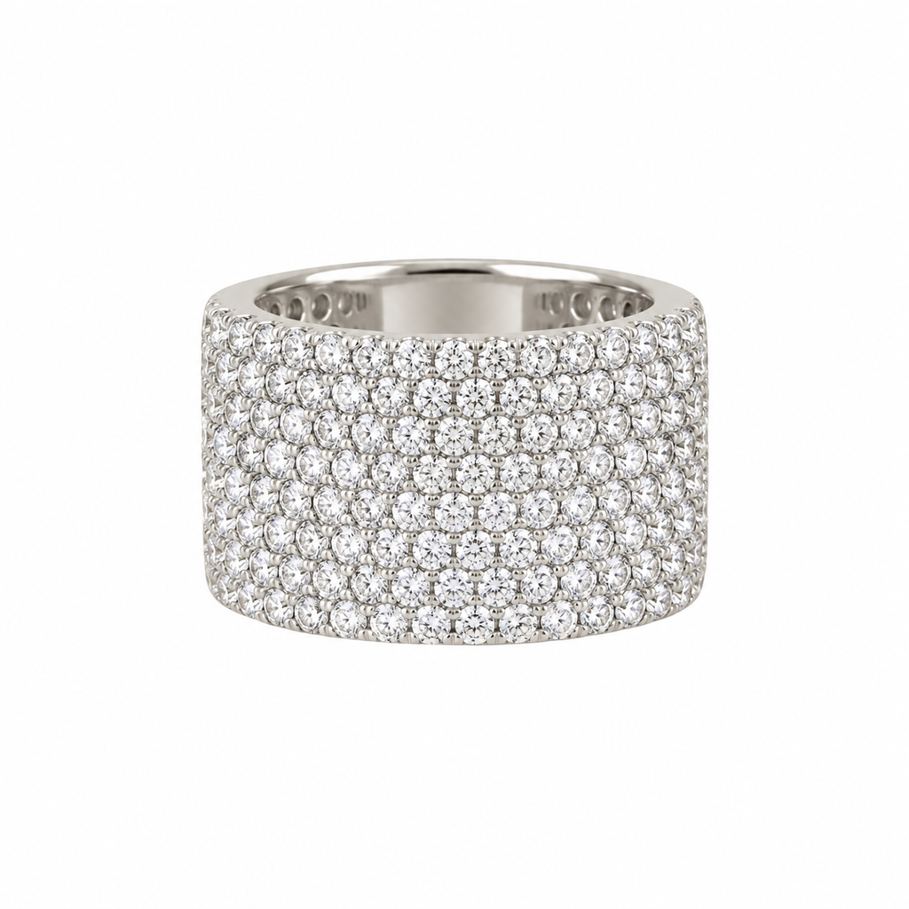Wide Pave Diamond Band Ring