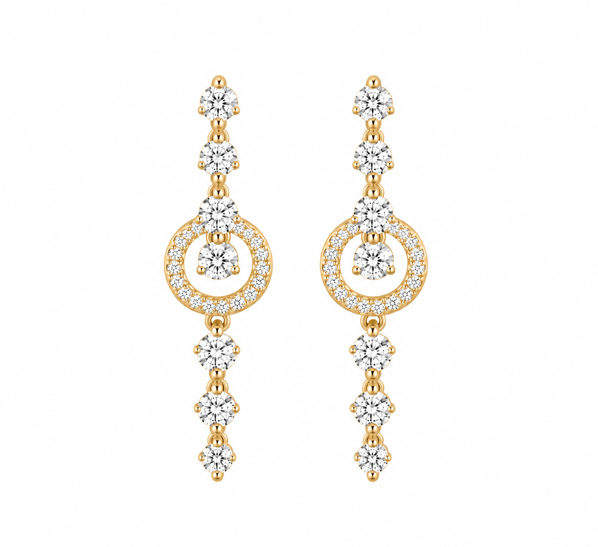 Diamond Crescent Drop Earrings in 14K gold