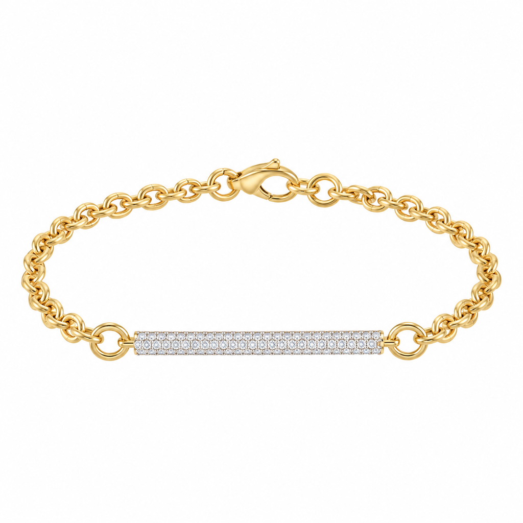 Yellow Gold Diamond Bar Link Bracelet