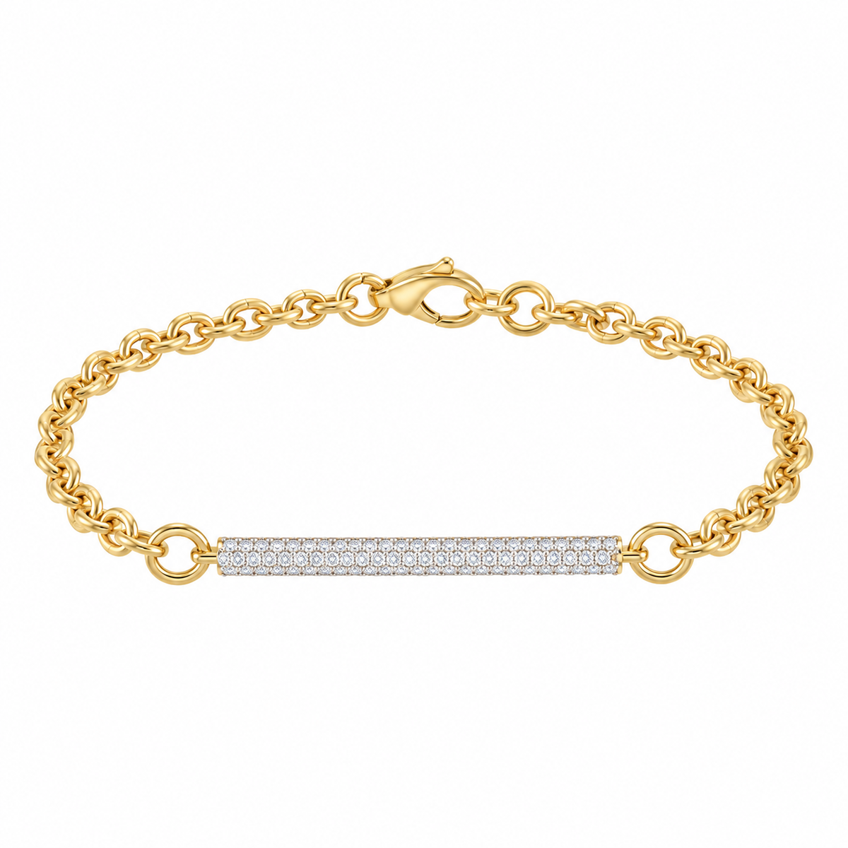 Yellow Gold Diamond Bar Link Bracelet