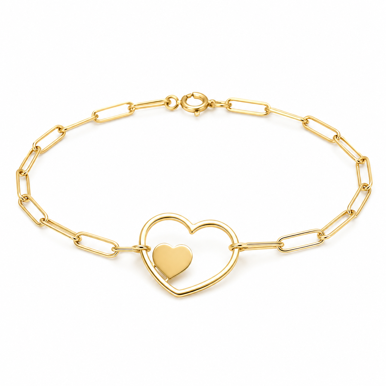 Double Heart Paperclip Bracelet