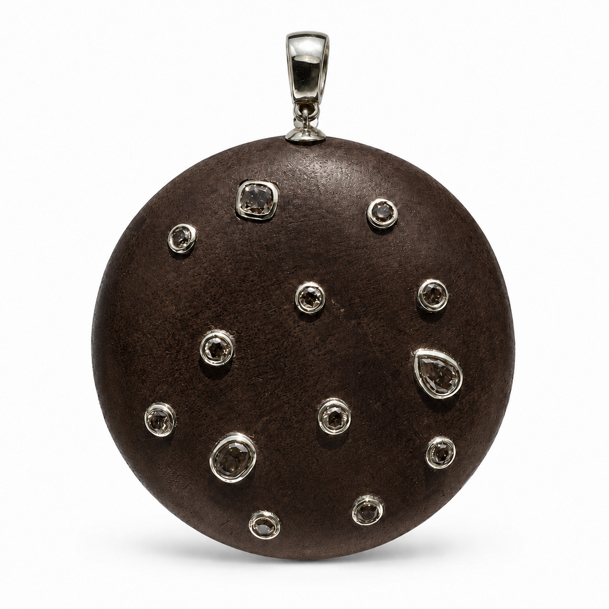 Oxidized Dome Pendant with Scattered Diamonds