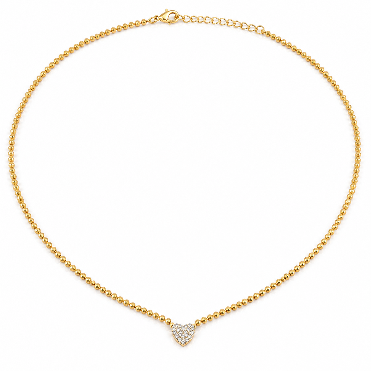Yellow Gold Pavé Heart Necklace