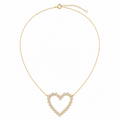 Yellow Gold Open Heart Diamond Necklace