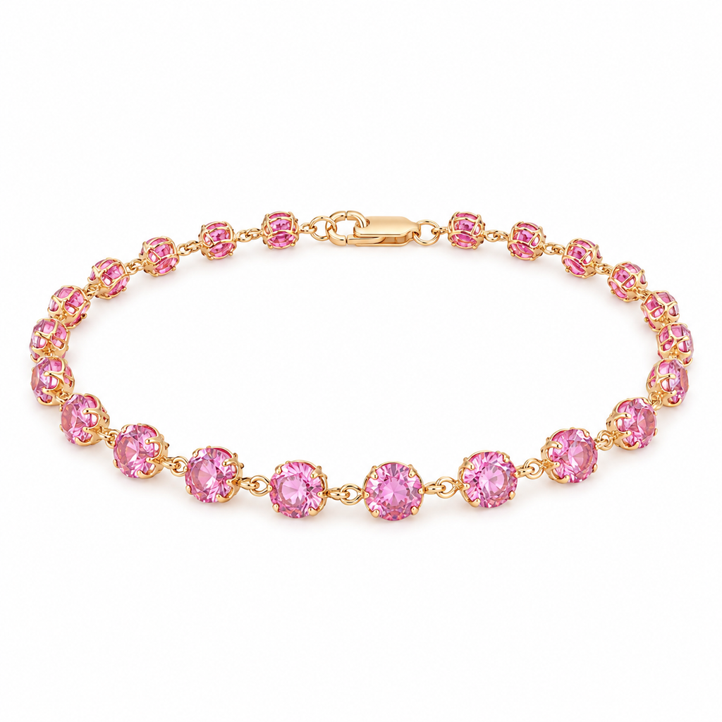 Yellow Gold Pink Sapphire Bracelet