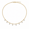 Yellow Gold Diamond Dangle Bead Chain Necklace