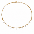Yellow Gold Diamond Fringe Bead Chain Necklace