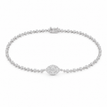 Yellow White Gold Oval Halo Diamond Bracelet