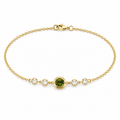 Oval Green Sapphire & Diamond Station Chain Bracelet
