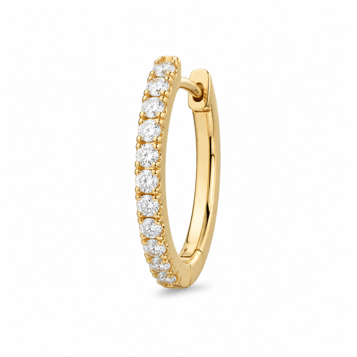 Yellow Gold Thick Small Pave Huggie Earrings