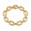 Yellow Gold Mariner Link Bracelet with Pave Bar Connector