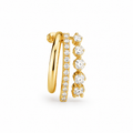 Yellow Gold Triple Row Bezel & Pave Huggie Earrings