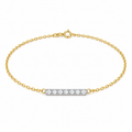 Yellow Gold Lab Prong-Set Bar Chain Bracelet