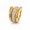 Yellow Gold Triple Row Pave Huggie Earrings