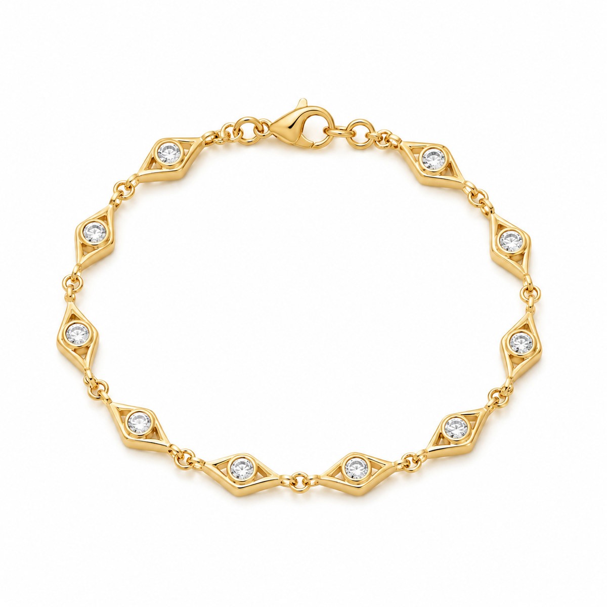 Yellow Gold Diamond-Frame Station Bracelet