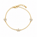 Yellow Gold Lab Clover Station Chain Bracelet