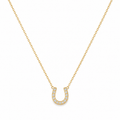 Yellow Gold Pave Horseshoe Pendant Necklace