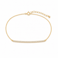 Yellow Gold Pave Bar Chain Bracelet