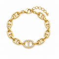 Yellow Gold Mariner Chain Bracelet with Pave Link