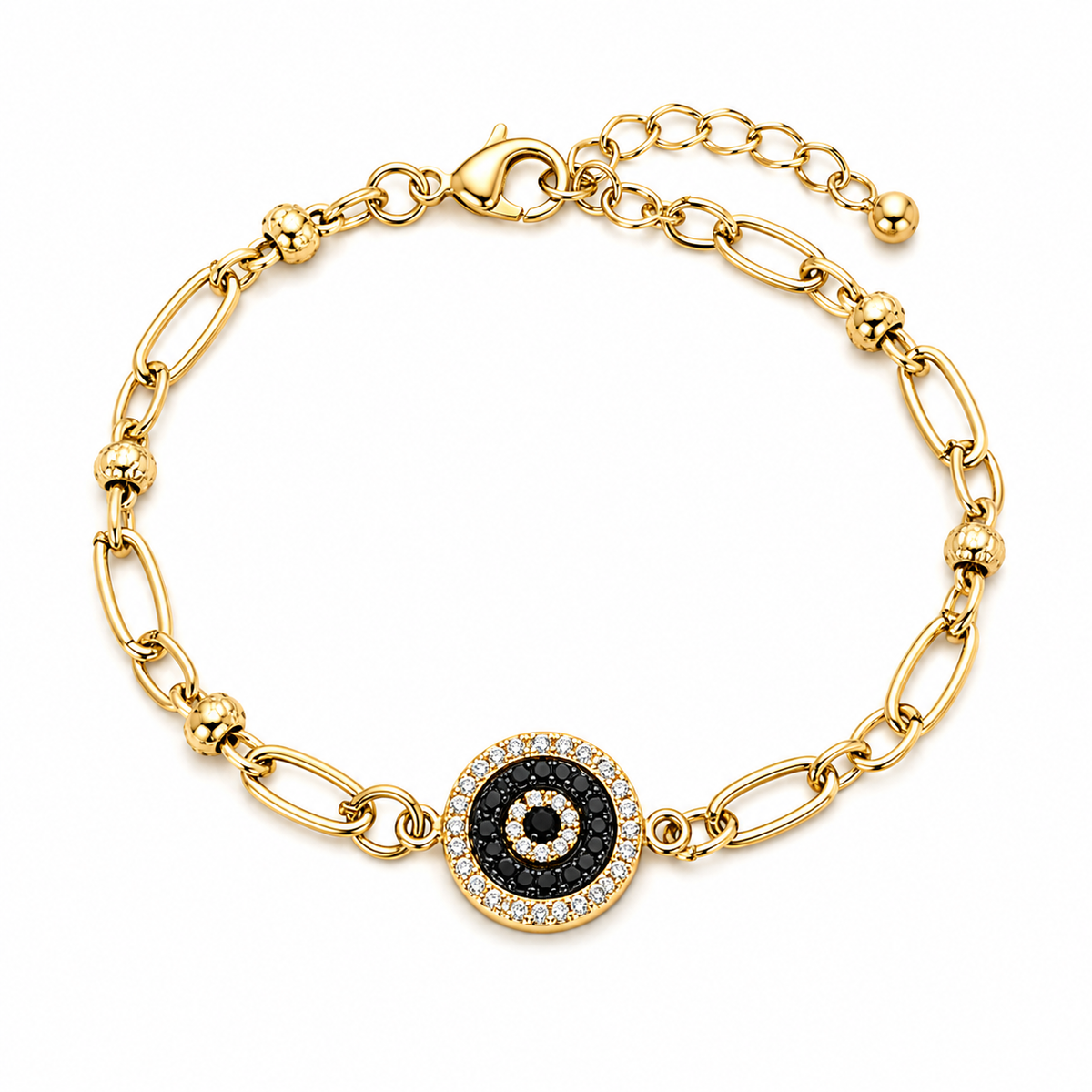 Yellow Gold Evil Eye Bead Bracelet