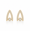 Yellow Gold Pave Arch & Solitaire Stud Earrings