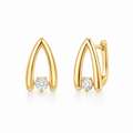 Yellow Gold Arch Solitaire Stud Earrings