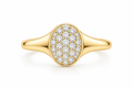 Yellow Gold Pave Oval Signet Ring