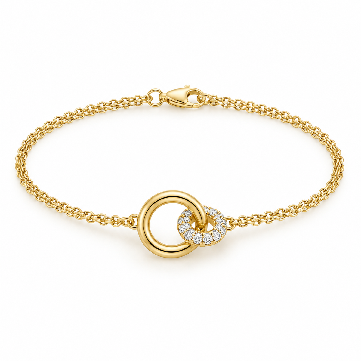 Yellow Gold Interlocking Circle Pave Bracelet