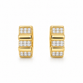 Yellow Gold Segmented Pave Huggie Earrings