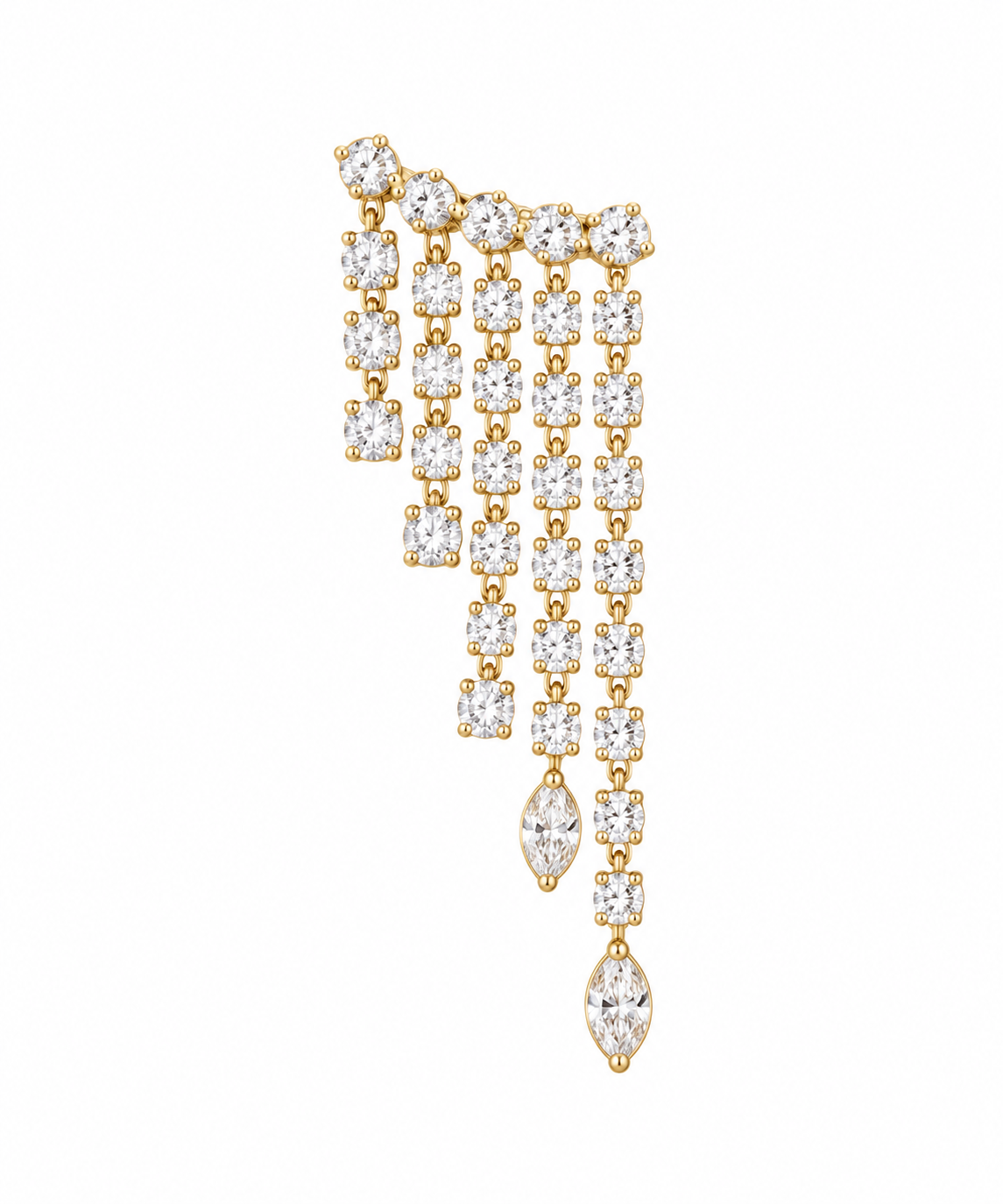 Yellow Gold Cascade Drop Earrings