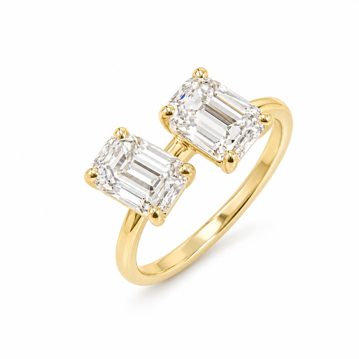 Lab Grown Double Emerald Cut Pinky Ring in 14K yellow gold