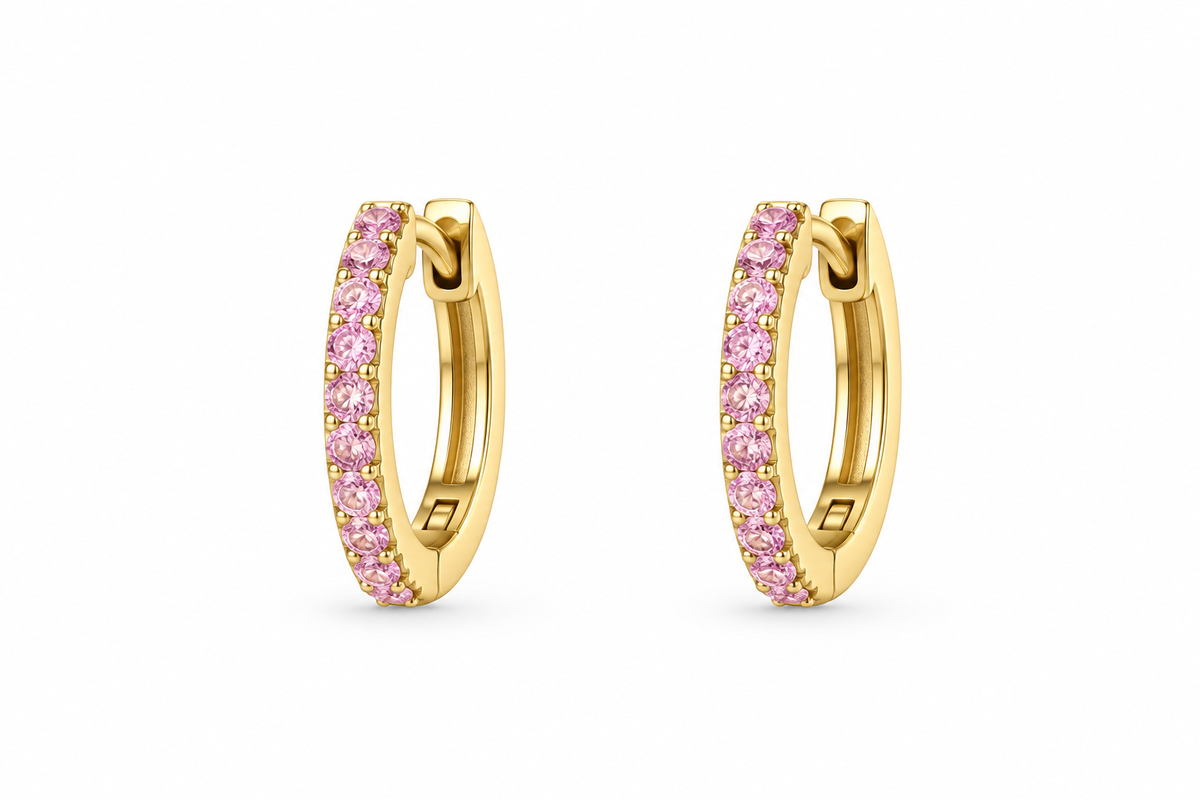 Pink Stone Ombre Huggie Earrings
