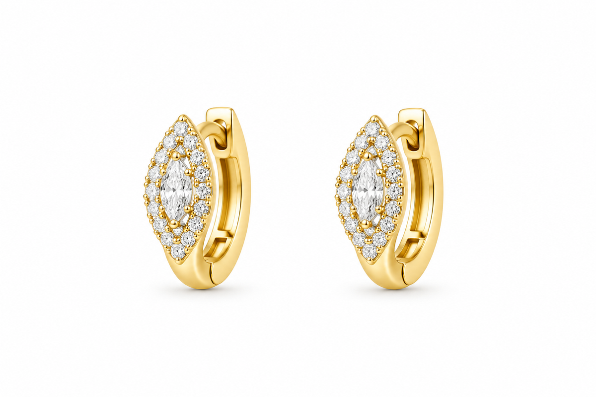 Pave Marquise Huggie Earrings