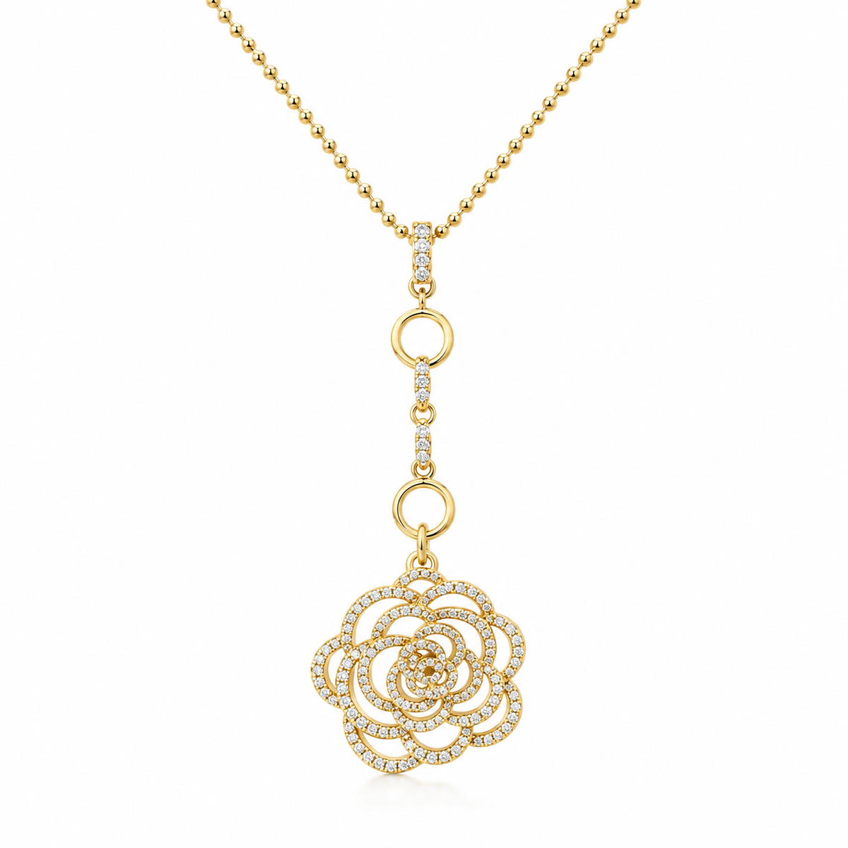 Yellow Gold Pave Rose Charm