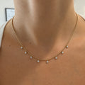 Yellow Gold Diamond Dangle Bead Chain Necklace